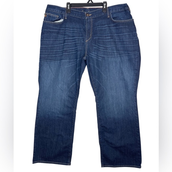 Eddie Bauer Curvy Fit Jeans Stretch Denim Dark Wash Bootcut Casual 22W - Picture 1 of 15
